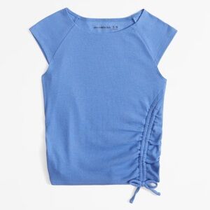 Abercrombie kids Cinched tie rib top in French Blue, size 7/8, BRAND NEW